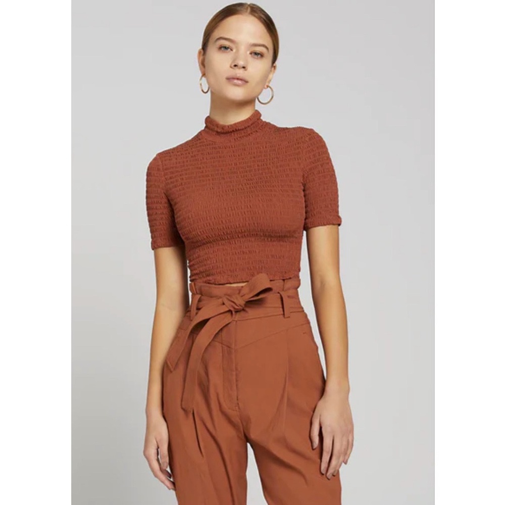 A.L.C. Dana Smocked Top in Deep Amber